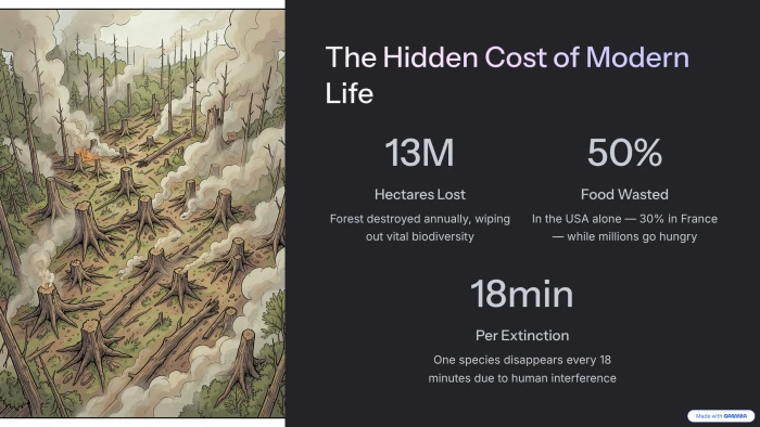 Gamma generated slide 2 the hidden cost of modern life exposing environmental impact of daily choices