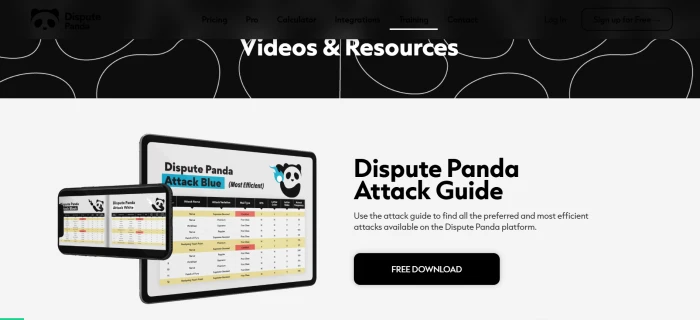 Dispute Panda free educational resources dashboard with video tutorials downloadable guides and training material for credit repair professionals