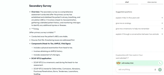 JungleAI summary dashboard showing AI-generated content outline key concepts structured review notes and topic breakdown from uploaded material