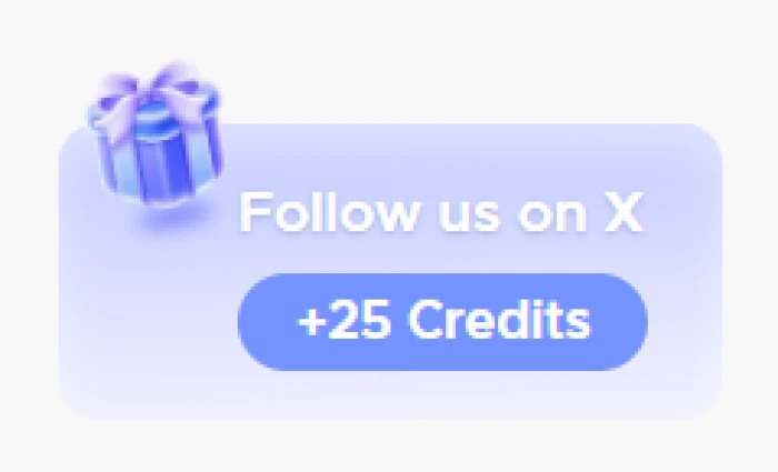 Morph Studio promotional offer showing 25 credits bonus for following on X Twitter social growth incentive and account verification flow