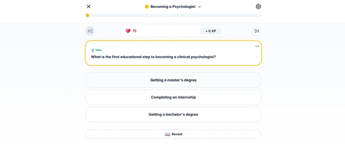Gizmo.ai active quiz session interface showing AI-generated question from YouTube source content multiple choice answer options progress indicator and lives counter for active recall practice