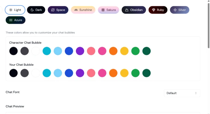 Sakura AI theme customization settings letting users change the interface accent colors and appearance