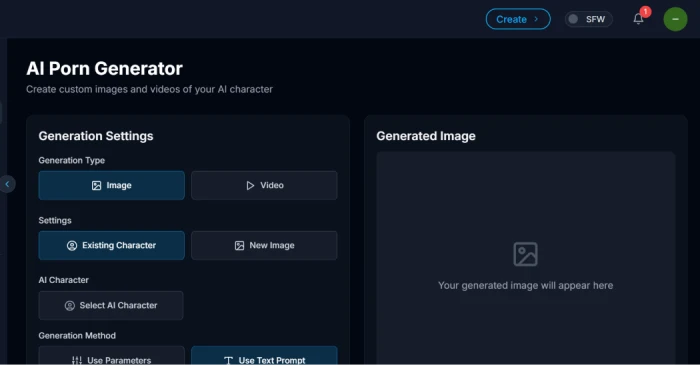 DarLink AI image generator dashboard with prompt input field and style selection controls that revealed paywall requirements after clicking generate button in test session