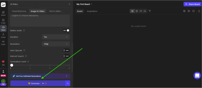 TopView.ai video generation dashboard showing premium tier indicator on generate button and model selection architecture for subscription-model access