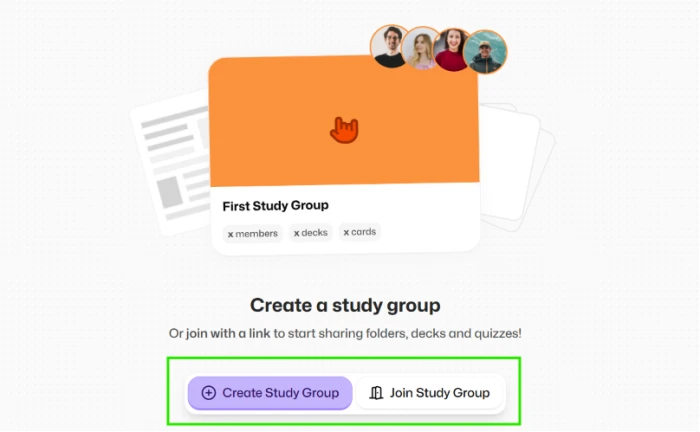 Flashka.ai study groups feature exposing create and join functionality for collaborative learning workflows with peer study partners and classmates