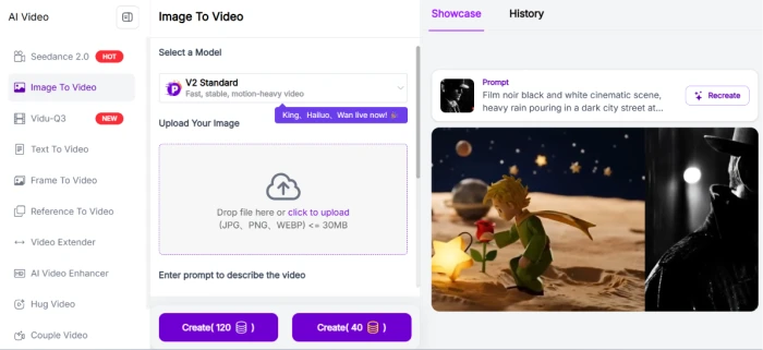Pixnova.ai AI image to video dashboard exposing motion generation workflow from source image supporting video content creation from static input for social media and short form video use cases