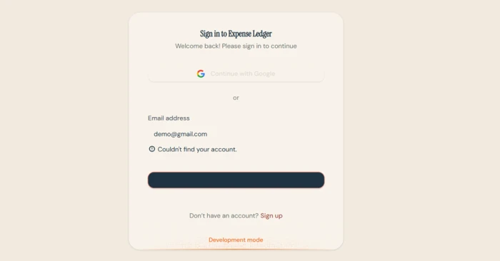 Replit generated login screen showing a Couldn't find your account error and a dark primary button with no visible label text