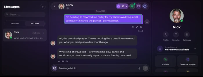 A seed chat message to a Secrets AI character containing two specific facts