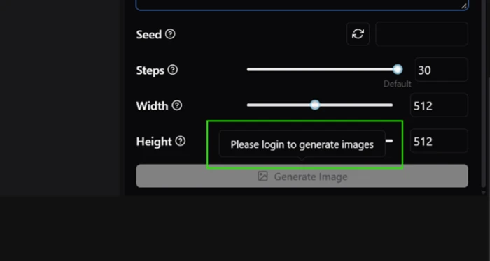 HammerAI generate button showing a login wall before it will produce an image