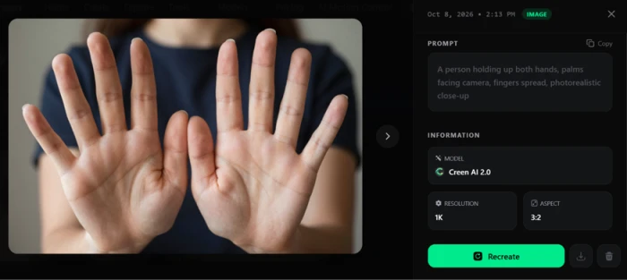 AI-generated close-up of two human hands held toward the camera with fingers spread, all ten fingers rendered correctly