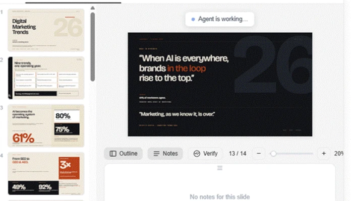Genspark mandatory Sign in or sign up modal with Google, Apple and More options, appearing before any slide output is shown
