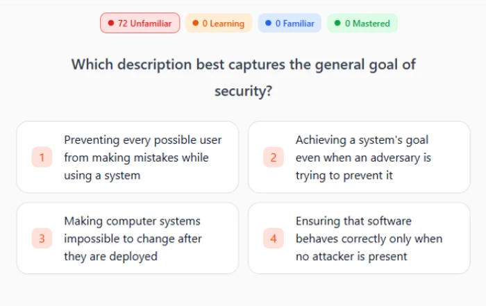 Studley multiple-choice question generated from the source, with four answer options including close distractors