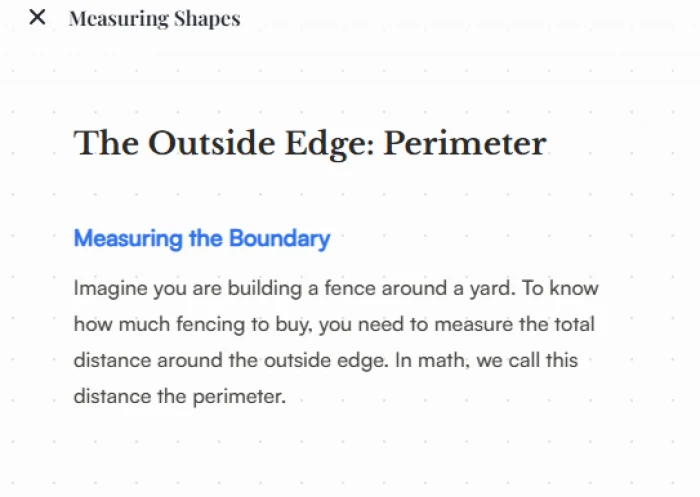 Gauth-generated beginner lesson on perimeter explained through a practical fencing example